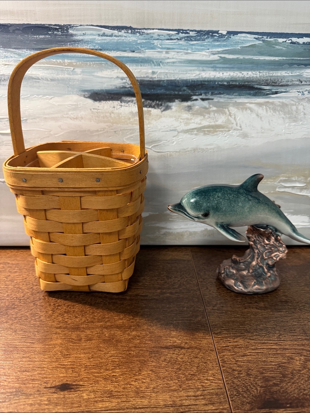 Longaberger - Handwoven Yellow Basket with Handle